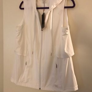 White light weight workout vest with hood!